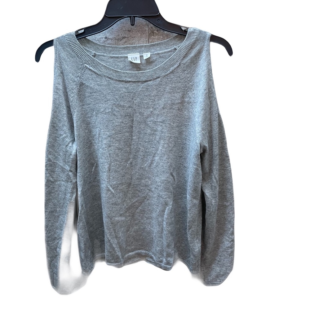 ❤️ GAP COLD SHOULDER GREY PULLOVER SWEATER SIZE XS